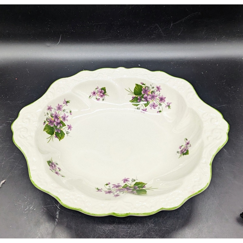 Vintage James Kent Old Foley Rectangular Handled Serving Dish Flower Violet 12"